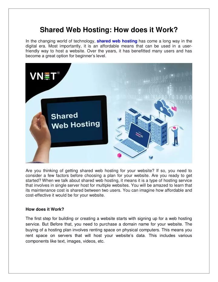 shared web hosting how does it work