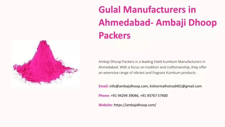 gulal manufacturers in ahmedabad ambaji dhoop