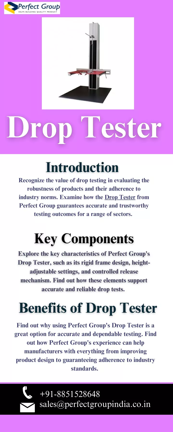 recognize the value of drop testing in evaluating