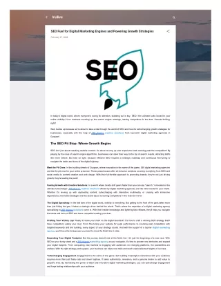 SEO Fuel for Digital Marketing Engines and Powering Growth Strategies