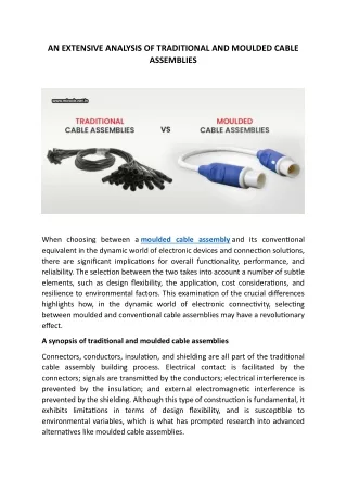 AN EXTENSIVE ANALYSIS OF TRADITIONAL AND MOULDED CABLE ASSEMBLIES