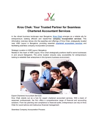 Kros Chek - Your Trusted Partner for Seamless Chartered Accountant Services