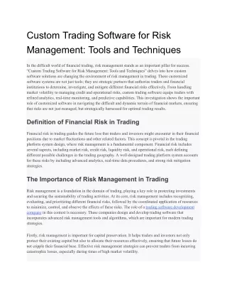Custom Trading Software for Risk Management_ Tools and Techniques