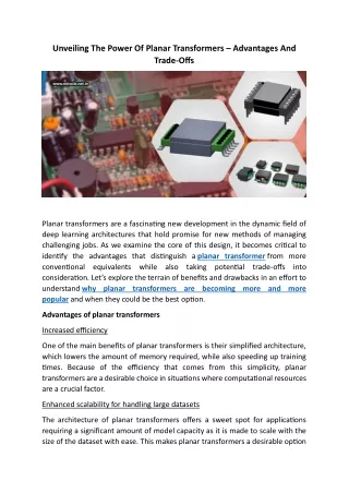 Unveiling The Power Of Planar Transformers – Advantages And Trade-Offs