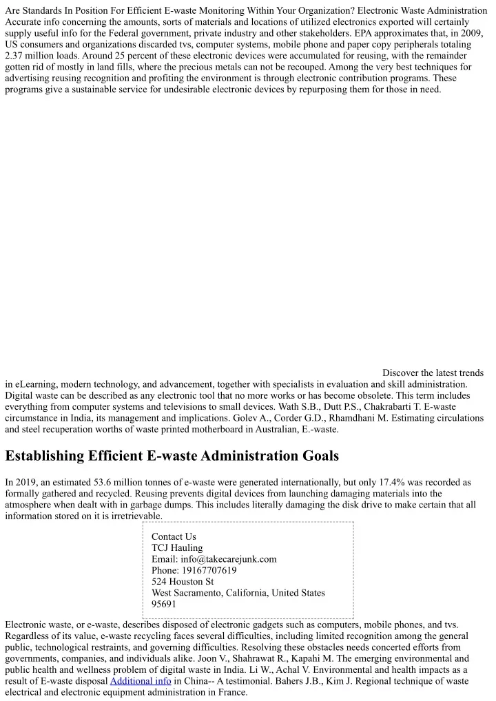 are standards in position for efficient e waste