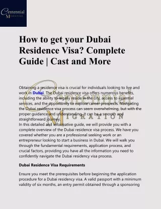 How to get your Dubai Residence Visa