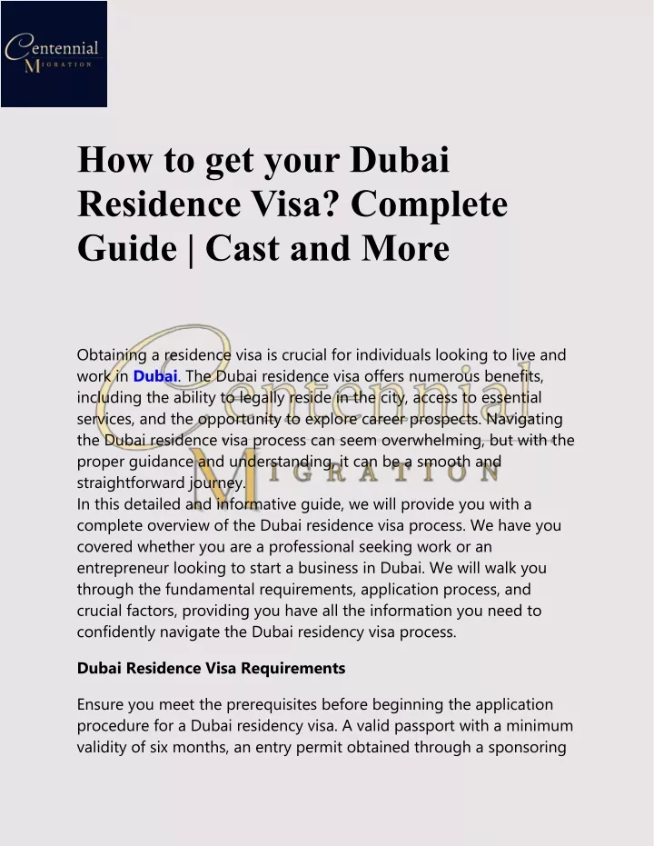 how to get your dubai residence visa complete