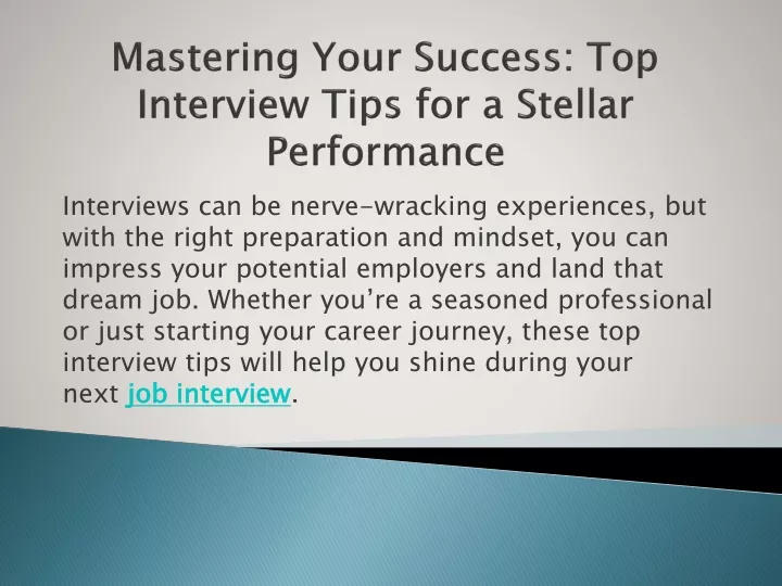 mastering your success top interview tips for a stellar performance
