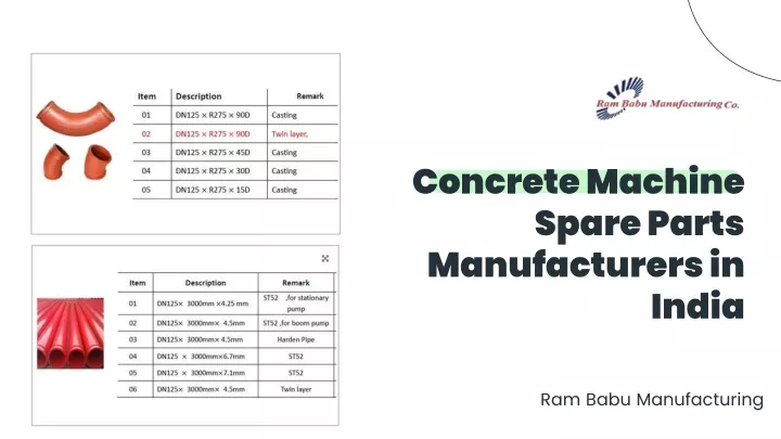 concrete machine spare parts manufacturers in india