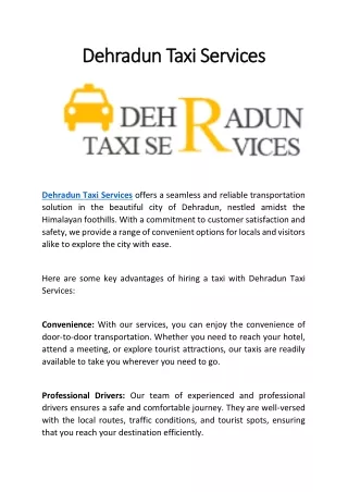 Dehradun Taxi Services