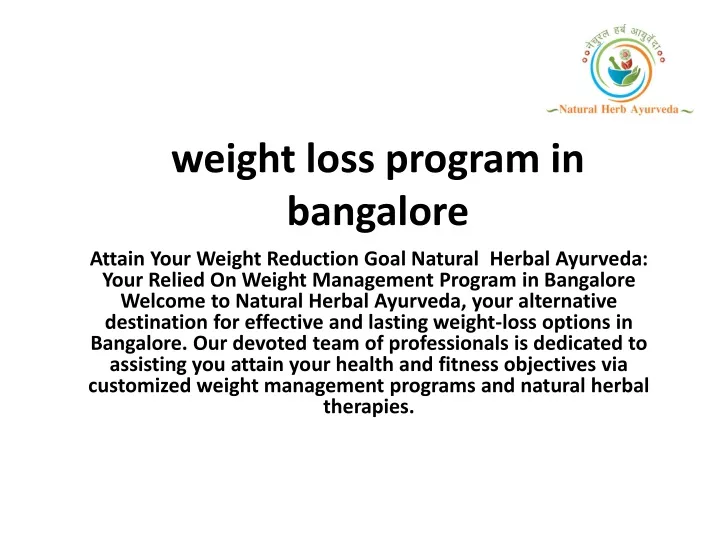 weight loss program in bangalore