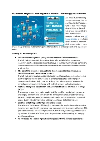 IoT-Based Projects - Fueling the Future of Technology for Students
