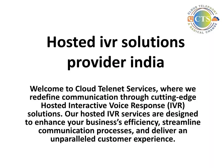 hosted ivr solutions provider india