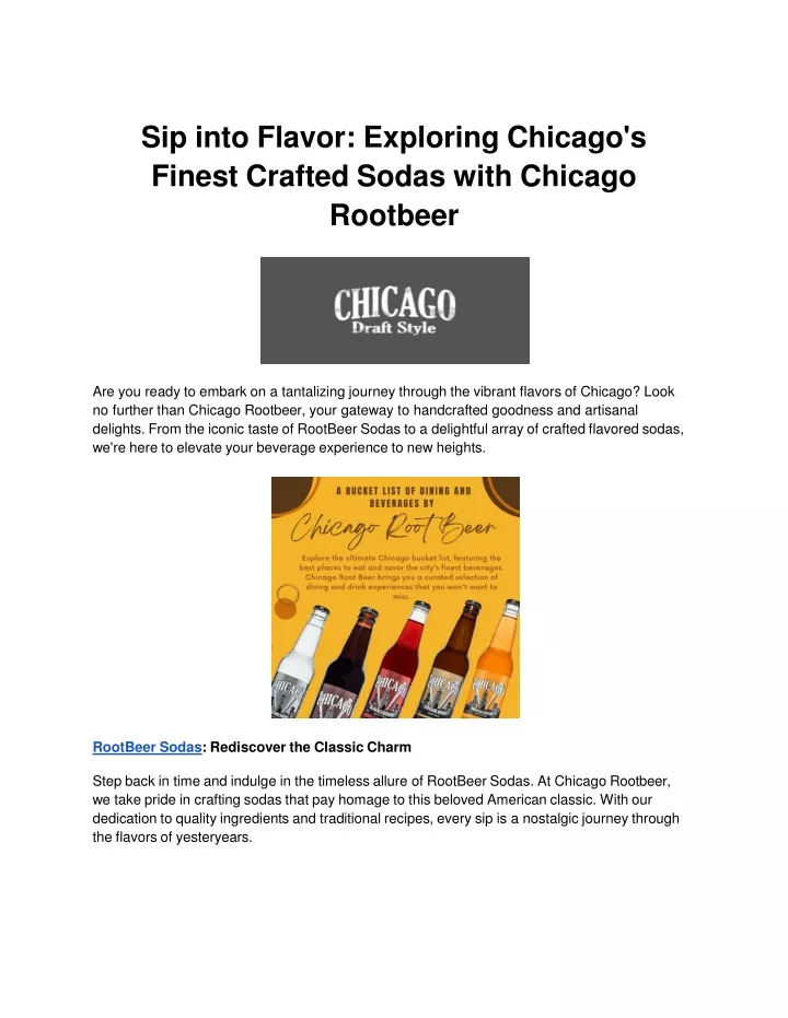 sip into flavor exploring chicago s finest crafted sodas with chicago rootbeer