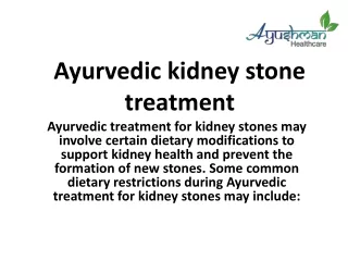 Ayurvedic kidney stone treatment