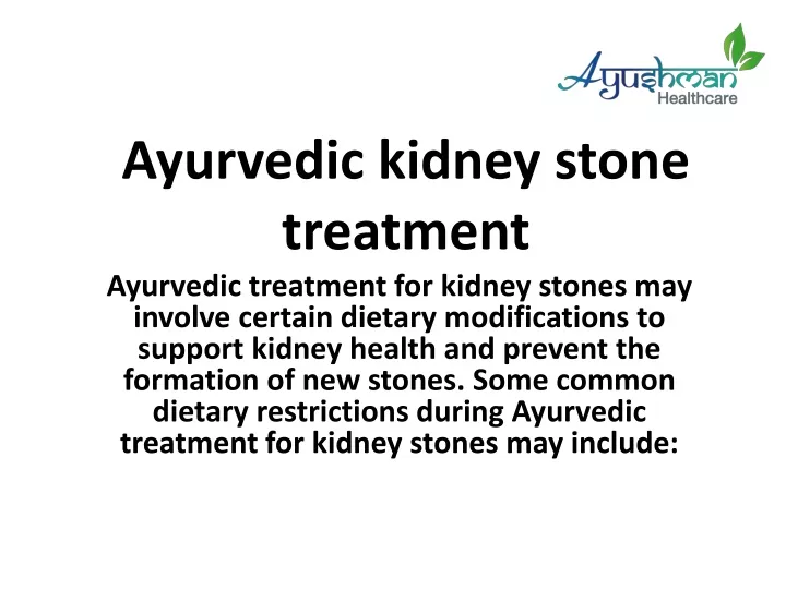 ayurvedic kidney stone treatment