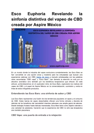 Esco Euphoria Revelando la sinfonía distintiva del vapeo de CBD creada por Aspire México