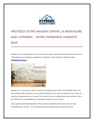 PROTÉGEZ VOTRE MAISON CONTRE LA MOISISSURE AVEC HYPERSEC  VOTRE ENTREPRISE HUMIDITÉ MUR