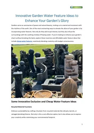 Innovative Garden Water Feature Ideas to Enhance Your Garden’s Glory