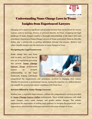 Understanding Name Change Laws in Texas Insights from Experienced Lawyers