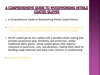 A Comprehensive Guide to Woodworking Nitrile Coated Gloves