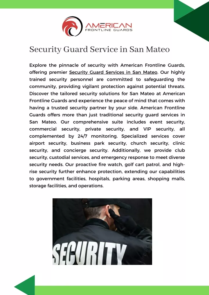 security guard service in san mateo