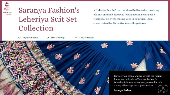 saranya fashion s leheriya suit set collection