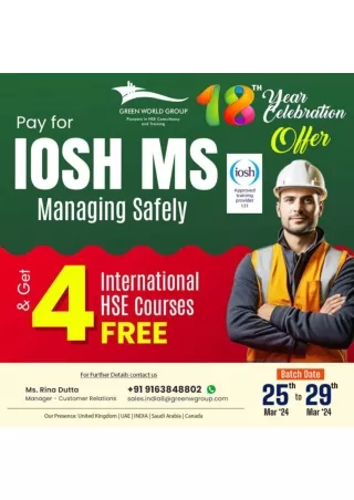 Stay Ahead with IOSH Safety Training in Kolkata