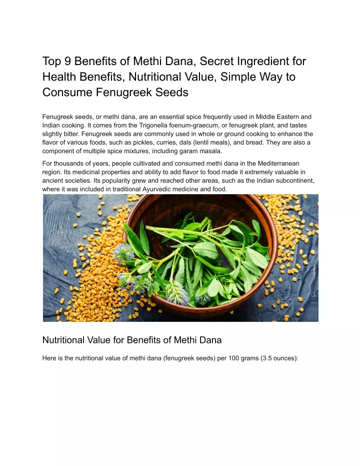 top 9 benefits of methi dana secret ingredient