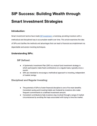 SIP Success_ Building Wealth through Smart Investment Strategies