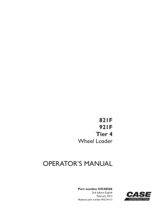 CASE 921F TIER 4 WHEEL LOADER operator’s manual