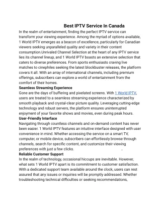 Best IPTV Service Provider in Canada