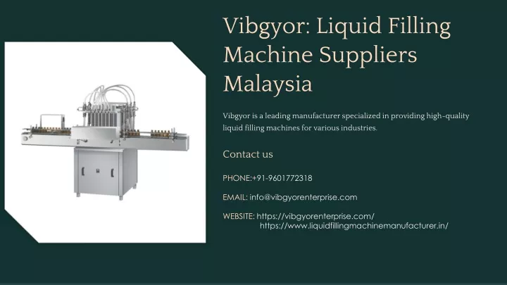 vibgyor liquid filling machine suppliers malaysia