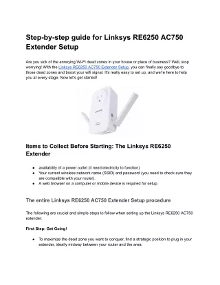 Step-by-step guide for Linksys RE6250 AC750 Extender Setup