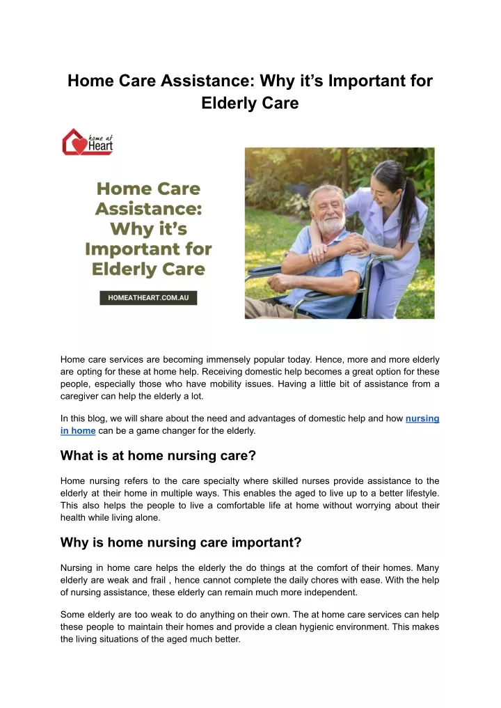 home care assistance why it s important