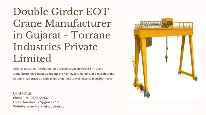 double girder eot crane manufacturer in gujarat