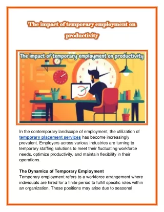 The impact of temporary employment on productivity