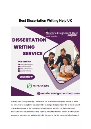 Best Dissertation Writing Help UK