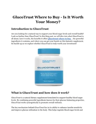 GlucoTrust Where to Buy - Is It Worth Your Money