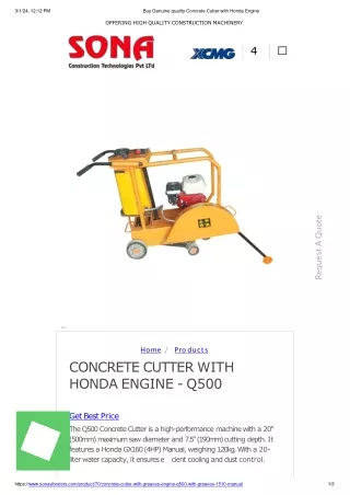 Best quality Concrete Cutter Machine in India