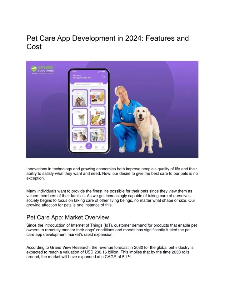 pet care app development in 2024 features and cost