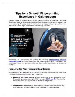 Tips for a Smooth Fingerprinting Experience in Gaithersburg