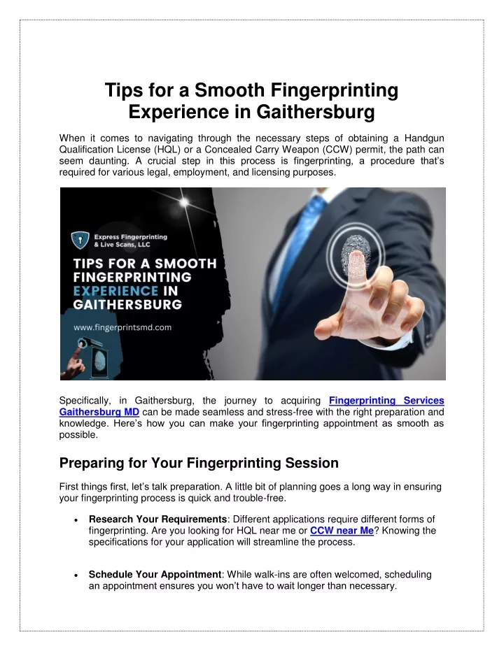 tips for a smooth fingerprinting experience