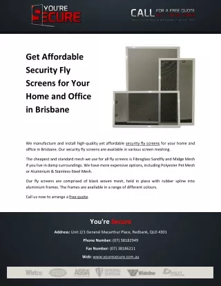 Get Affordable Security Fly Screens for Your Home and Office in Brisbane