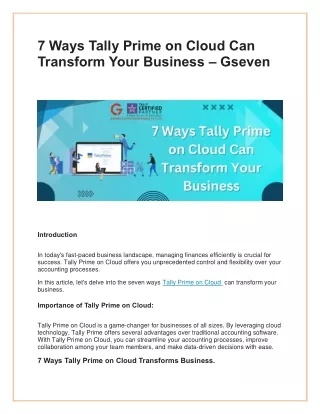 7 ways tally prime on cloud can transform your