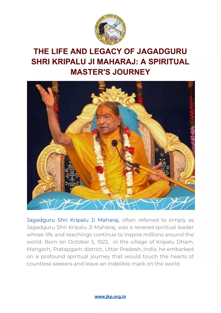 the life and legacy of jagadguru shri kripalu