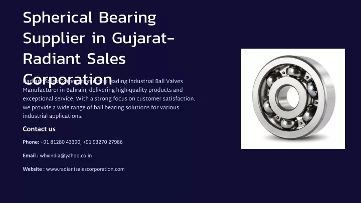 spherical bearing supplier in gujarat radiant