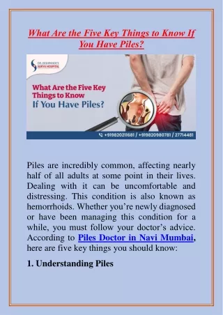 What Are the Five Key Things to Know If You Have Piles