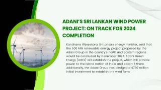 Adani's Sri Lankan Wind Power Project On Track for 2024 Completion