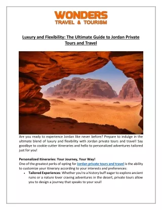 Quick Guide For Private Tours and Travel In Jordan